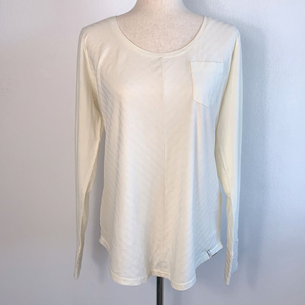 NWT Woolrich Meadow Forks 100% Cotton Long Sleeve Top Ivory Sz L